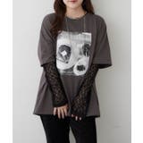 チャコール | 袖レース転写大人Tシャツ | RMAF NICE CLAUP / OLIVE des OLIVE