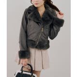 チャコール | フェイクファー付ライダースジャケット | RMAF NICE CLAUP / OLIVE des OLIVE