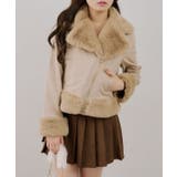 ベージュ | フェイクファー付ライダースジャケット | RMAF NICE CLAUP / OLIVE des OLIVE