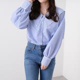ストライプ | 大衿パイピングブラウス | OLIVE des OLIVE OUTLET