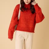 オレンジ系 | ミックスニットハイネックプルオーバー | OLIVE des OLIVE OUTLET