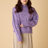 パープル | ミックスニットハイネックプルオーバー | OLIVE des OLIVE OUTLET