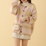 ピンクベージュ | ダブルフロントスペースダイカーディガン | OLIVE des OLIVE OUTLET
