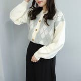 ミント | 前後2WAYアーガイル柄クルーカーディガン | OLIVE des OLIVE OUTLET