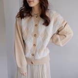 グレージュ | 前後2WAYアーガイル柄クルーカーディガン | OLIVE des OLIVE OUTLET