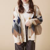 アイボリー | BIGアーガイルVニットカーディガン | OLIVE des OLIVE OUTLET