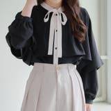 ブラック | 【オフィスカジュアル】配色ケープブラウス | RMAF NICE CLAUP / OLIVE des OLIVE