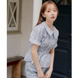 ブルー系 | 【韓国風コーデ】10色展開、シャーリング衿付ブラウス | RMAF NICE CLAUP / OLIVE des OLIVE