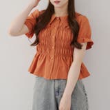 オレンジ | 【韓国風コーデ】10色展開、シャーリング衿付ブラウス | RMAF　NICE CLAUP / OLIVE des OLIVE