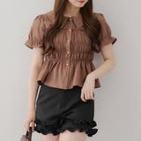 ブラウン | 【韓国風コーデ】10色展開、シャーリング衿付ブラウス | RMAF　NICE CLAUP / OLIVE des OLIVE