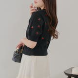 ブラック | 【ガーリーコーデにおすすめ】チェリー刺しゅうカーデイガン | NICE CLAUP / OLIVE des OLIVE OUTLET