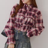 【韓国ガーリー】胸リボンチェックシャツ | RMAF　NICE CLAUP / OLIVE des OLIVE | 詳細画像1 