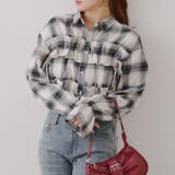 【韓国ガーリー】胸リボンチェックシャツ | RMAF　NICE CLAUP / OLIVE des OLIVE | 詳細画像3 