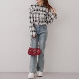 【韓国ガーリー】胸リボンチェックシャツ | RMAF　NICE CLAUP / OLIVE des OLIVE | 詳細画像5 