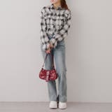 【韓国ガーリー】胸リボンチェックシャツ | RMAF　NICE CLAUP / OLIVE des OLIVE | 詳細画像6 