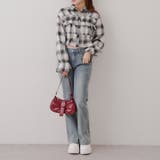 【韓国ガーリー】胸リボンチェックシャツ | RMAF　NICE CLAUP / OLIVE des OLIVE | 詳細画像7 