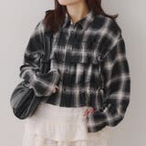 ブラック | 【韓国ガーリー】胸リボンチェックシャツ | RMAF　NICE CLAUP / OLIVE des OLIVE