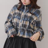 ブルー | 【韓国ガーリー】胸リボンチェックシャツ | RMAF　NICE CLAUP / OLIVE des OLIVE