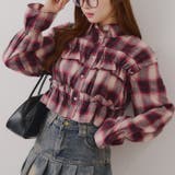 ボルドー | 【韓国ガーリー】胸リボンチェックシャツ | RMAF　NICE CLAUP / OLIVE des OLIVE