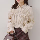 アイボリー | 【韓国ガーリー】胸リボンチェックシャツ | RMAF　NICE CLAUP / OLIVE des OLIVE