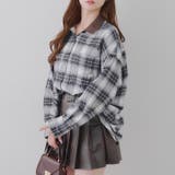 衿合皮刺繍入りチェックシャツ | RMAF　NICE CLAUP / OLIVE des OLIVE | 詳細画像3 