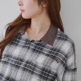 衿合皮刺繍入りチェックシャツ | RMAF　NICE CLAUP / OLIVE des OLIVE | 詳細画像5 