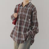 ブラウン | 衿合皮刺繍入りチェックシャツ | RMAF　NICE CLAUP / OLIVE des OLIVE