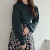 グリーン | 【6色展開】配色メローパワショルリブニット | RMAF　NICE CLAUP / OLIVE des OLIVE