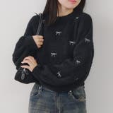 ブラック | リボン刺しゅうフェザープルオーバー | RMAF　NICE CLAUP / OLIVE des OLIVE
