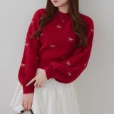 レッド | リボン・ハート刺しゅうフェザープルオーバー | RMAF　NICE CLAUP / OLIVE des OLIVE