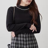ブラック | 【7色展開】パール付プチハイリブニット | RMAF　NICE CLAUP / OLIVE des OLIVE