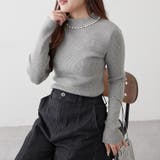 Lグレー | 【7色展開】パール付プチハイリブニット | RMAF　NICE CLAUP / OLIVE des OLIVE
