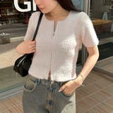 ベージュ | ラメフェザーダブルジップニット | RMAF　NICE CLAUP / OLIVE des OLIVE