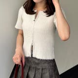 アイボリー | ラメフェザーダブルジップニット | RMAF　NICE CLAUP / OLIVE des OLIVE
