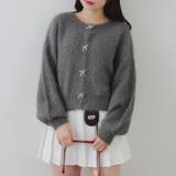 チャコール | ビジューリボンカーディガン | RMAF　NICE CLAUP / OLIVE des OLIVE