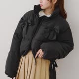 ブラック | リボンが可愛いガーリーアウター♪2WAYリボン中綿ブルゾン | RMAF　NICE CLAUP / OLIVE des OLIVE
