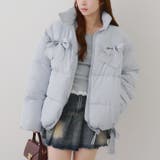 サックス | リボンが可愛いガーリーアウター♪2WAYリボン中綿ミドル丈ブルゾン | RMAF　NICE CLAUP / OLIVE des OLIVE