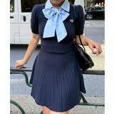 ネイビー | 【セットアップ】ボウタイドッキングニット+ミニスカート | RMAF　NICE CLAUP / OLIVE des OLIVE