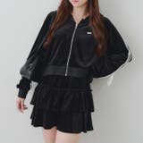 ブラック | 【セットアップ】袖リボンベロアパーカー & ミニスカート | RMAF　NICE CLAUP / OLIVE des OLIVE