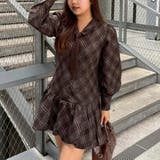 ブラウン | ネクタイ付裾バルーンミニワンピース | RMAF NICE CLAUP / OLIVE des OLIVE