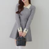 グレー | フェザー衿リブニットワンピース | RMAF　NICE CLAUP / OLIVE des OLIVE