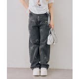 ブラック系 | 刺繍アソートデニムパンツ | NICE CLAUP / OLIVE des OLIVE　OUTLET