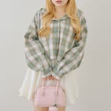 チェックフードレース付ブラウス | NICE CLAUP / OLIVE des OLIVE　OUTLET | 詳細画像3 