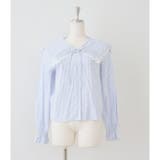 ストライプ | ピンタック&レースでか衿ブラウス | NICE CLAUP / OLIVE des OLIVE　OUTLET