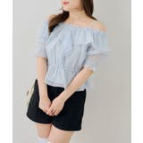 サックス | ビッグ衿オフショルブラウス | NICE CLAUP / OLIVE des OLIVE OUTLET