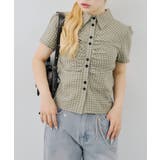 カーキ | チェックシャーリングブラウス | NICE CLAUP / OLIVE des OLIVE　OUTLET