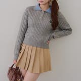 チャコール | 2枚衿ケーブルニットポロ | RMAF NICE CLAUP / OLIVE des OLIVE