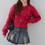 レッド | パール付きケーブルニットプルオーバー | RMAF　NICE CLAUP / OLIVE des OLIVE