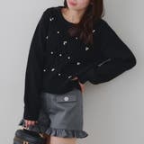 ブラック | パール付きケーブルニットプルオーバー | RMAF　NICE CLAUP / OLIVE des OLIVE