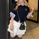 ネイビー | 2枚衿ドッキング5分袖ニット | NICE CLAUP / OLIVE des OLIVE　OUTLET